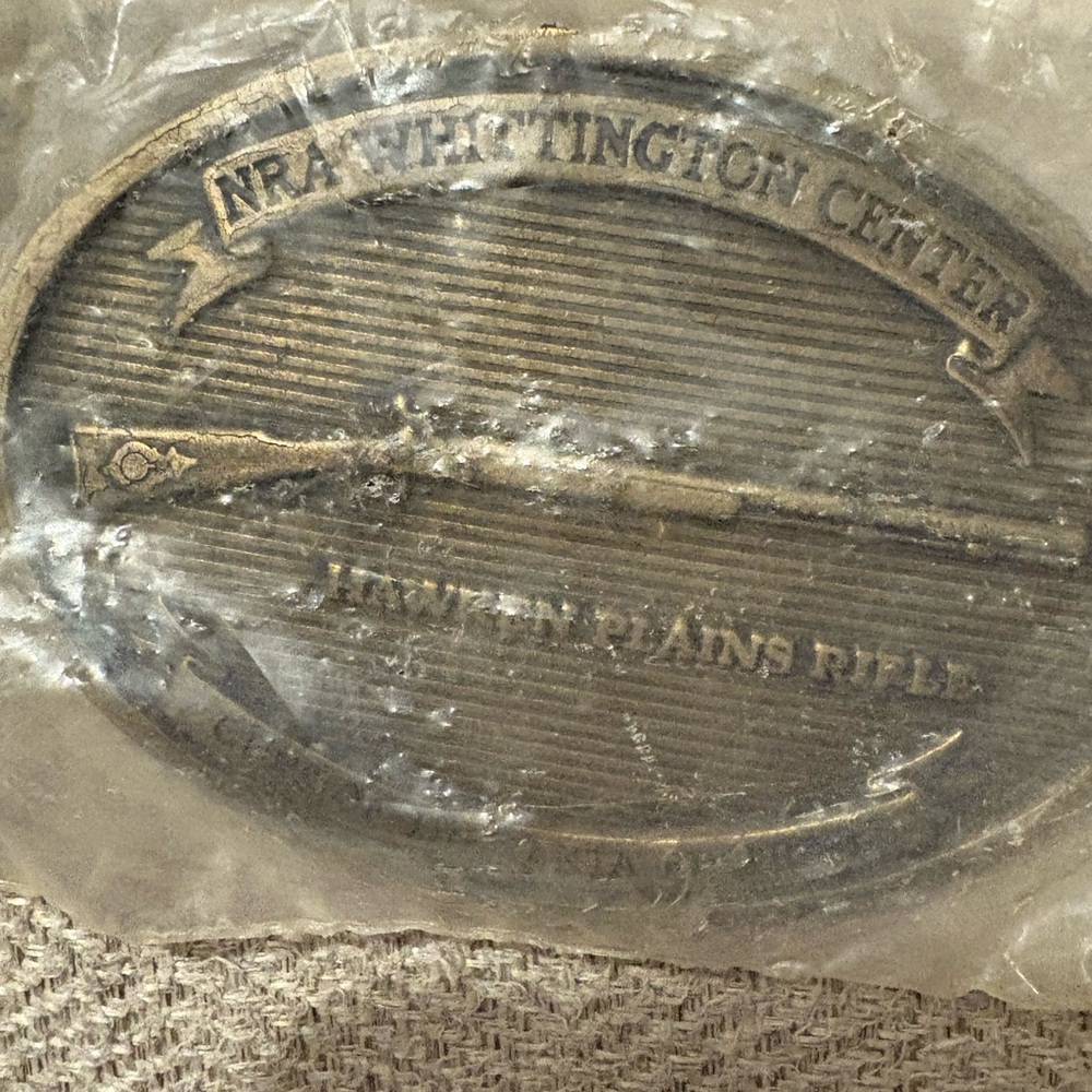 New in Packaging! Hawken Plains Solid Brass NRA Oval Belt Buckle~3 1/2" L by 2.5